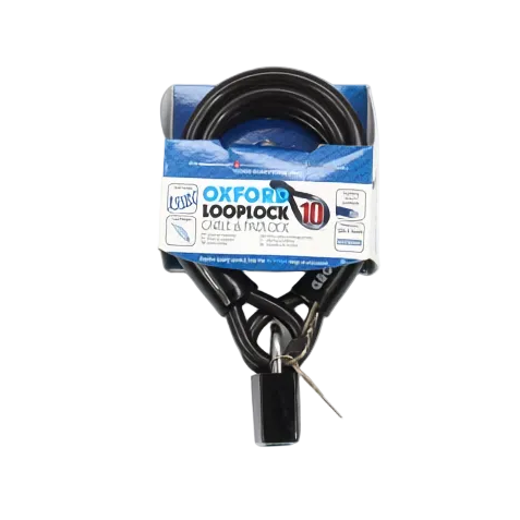 OF222 Oxford LoopLock 10 Cable Lock+Padlock 10mmx1800mm